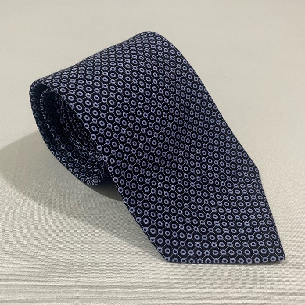 Robert Talbott Best of Class for Nordstrom Black & Baby Blue Geometric Silk Tie